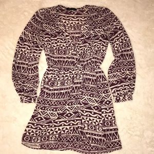 Aztec Low Cut Long Sleeve Dress